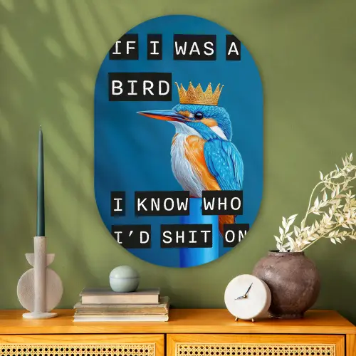 Vogel - Decoratie - Ijsvogel - Blauw Wandcirkel Ovaal Glas middel -sfeer2
