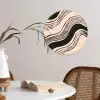 Golven - Zwart - Zandkleur Wandcirkel kunststof plaat 5mm dik klein -sfeer4