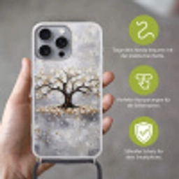 Boom - Bloemen - Natuur - Abstract - Wit Hoesje iPhone 16 Pro Max met koord klein -sfeer2_DE