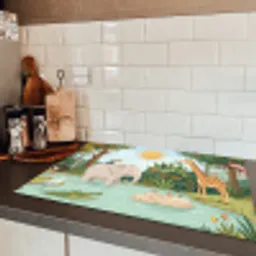 Jungle - Oase - Dieren - Kleurrijk Inductie beschermer vinyl 3mm klein -sfeer3