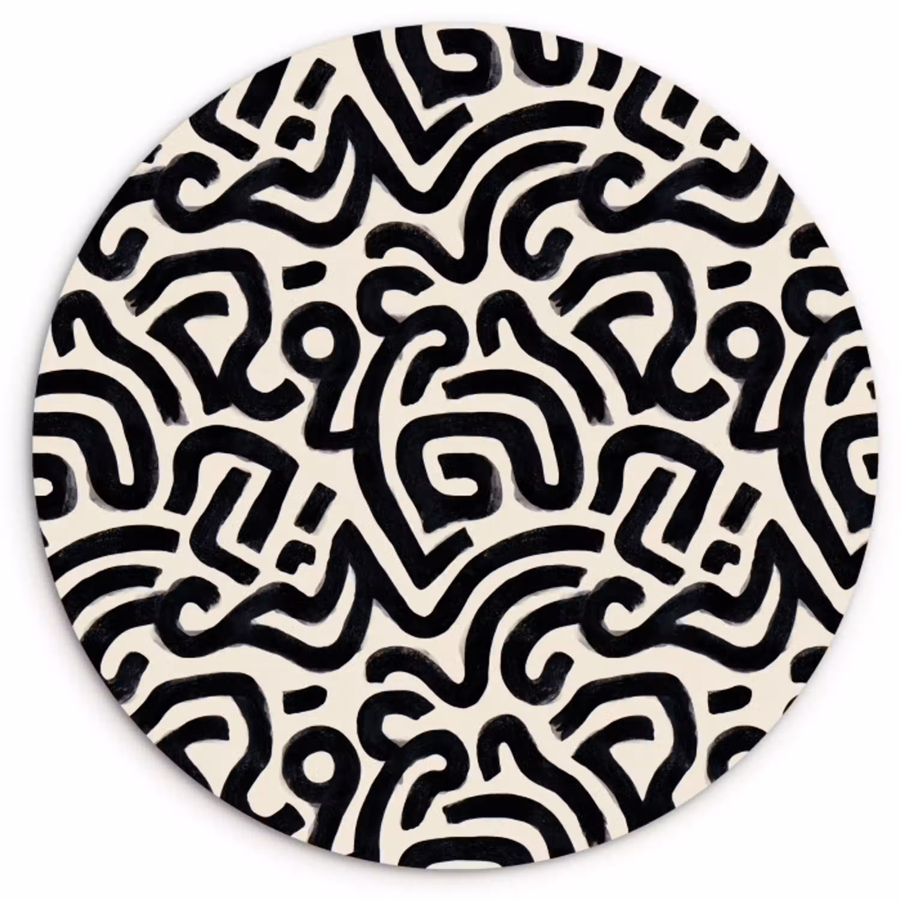 Modern - Abstract - Zwart Wandcirkel kunststof plaat 5mm dik klein 188 -3d