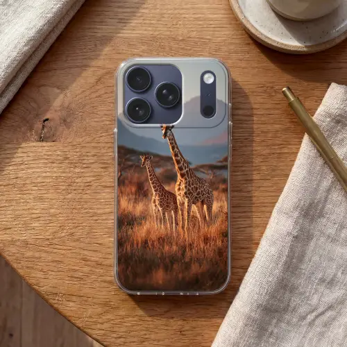 Giraffen - Hoog gras - Acaciabomen Telefoonhoesje iPhone 17 Pro klein -sfeer1