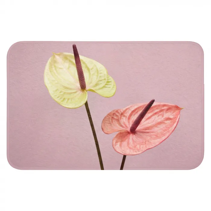 Bloemen - Anthuriums - Geel - Roze Badmat klein -3d