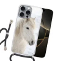Paard - Kop - Winter - Dieren - Wit Hoesje iPhone 16 Pro Max met koord klein -sfeer1