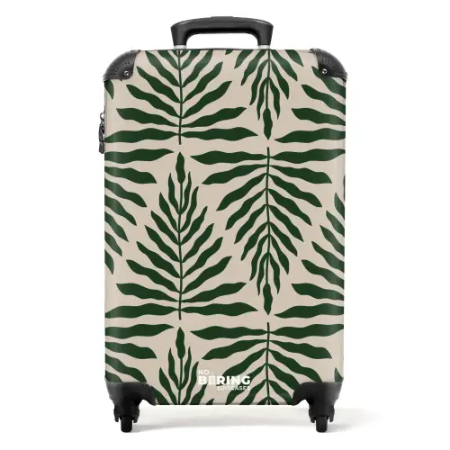 Patroon van bladeren in beige met donkergroen NBS - Handbagage koffer - Kinderen Unisex middel -productfoto_recht