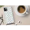 Hartjes patroon - Blauw - Beige - Liefde Hoesje iPhone 12 Pro met koord klein -oordop