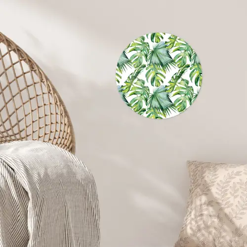 Bohemian - Bladeren - Bloemen - Tropisch Wandcirkel behangsticker klein -sfeer4