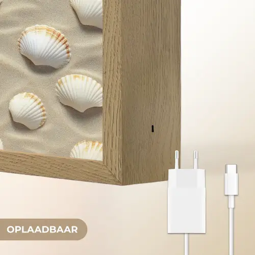 Schelpen - Zand - Maritiem Light Box met batterij (Wandlamp) middel 907 -USP_websiteoplaadbaarNL