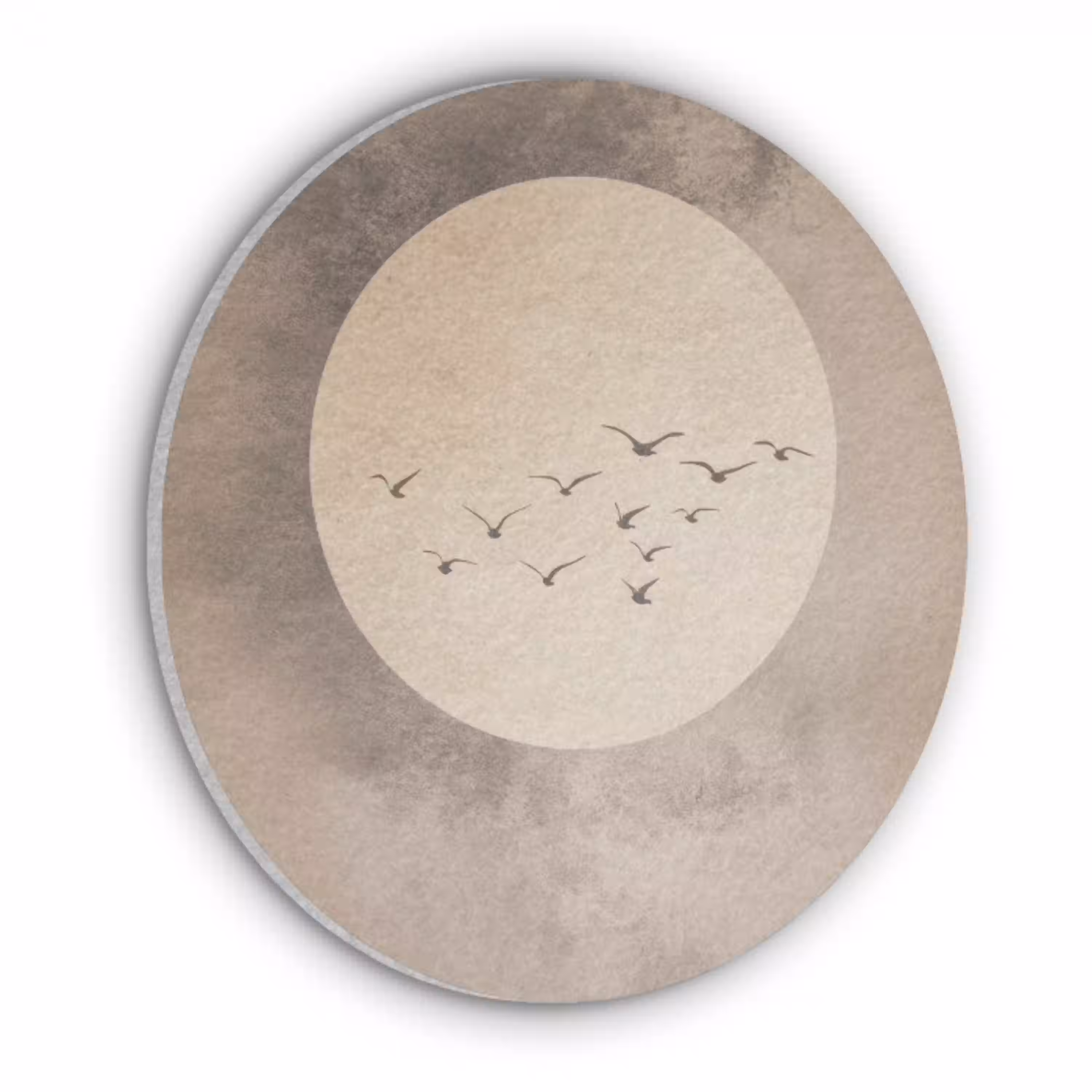Vogel - Beige - Japandi Akoestische PET Vilt - Rond klein -3d