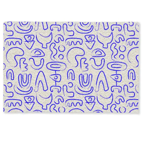Blauw - Patroon - Abstract - Beige Deurmat klein 898 -zkaufland3d