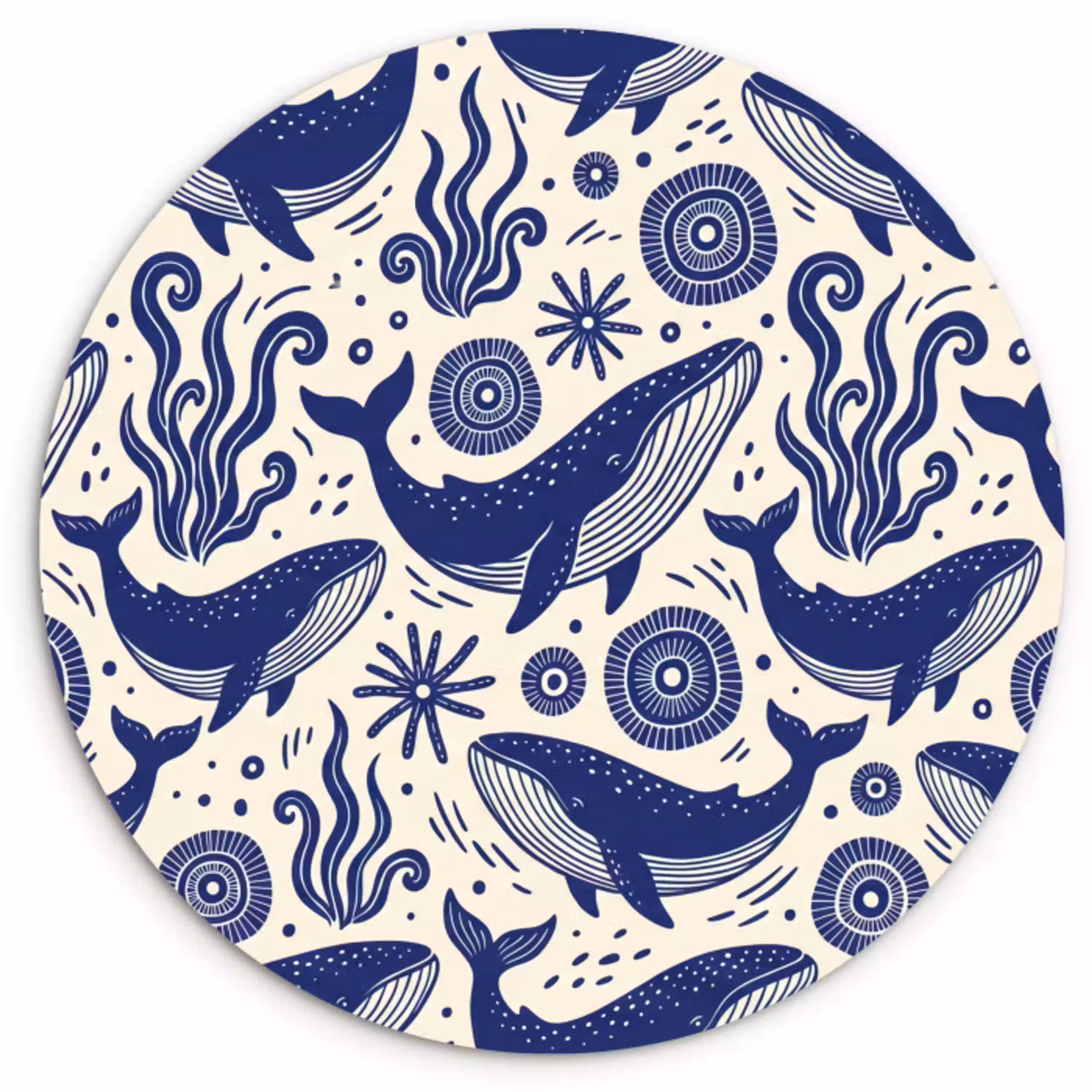 Walvis - Onderwater - Dieren - Abstract - Blauw Wandcirkel kunststof plaat 5mm dik klein -3d