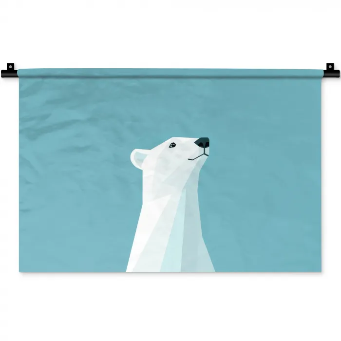 Ijsbeer - Lichtblauw - Minimalistisch Wandkleed katoen klein -zz3d