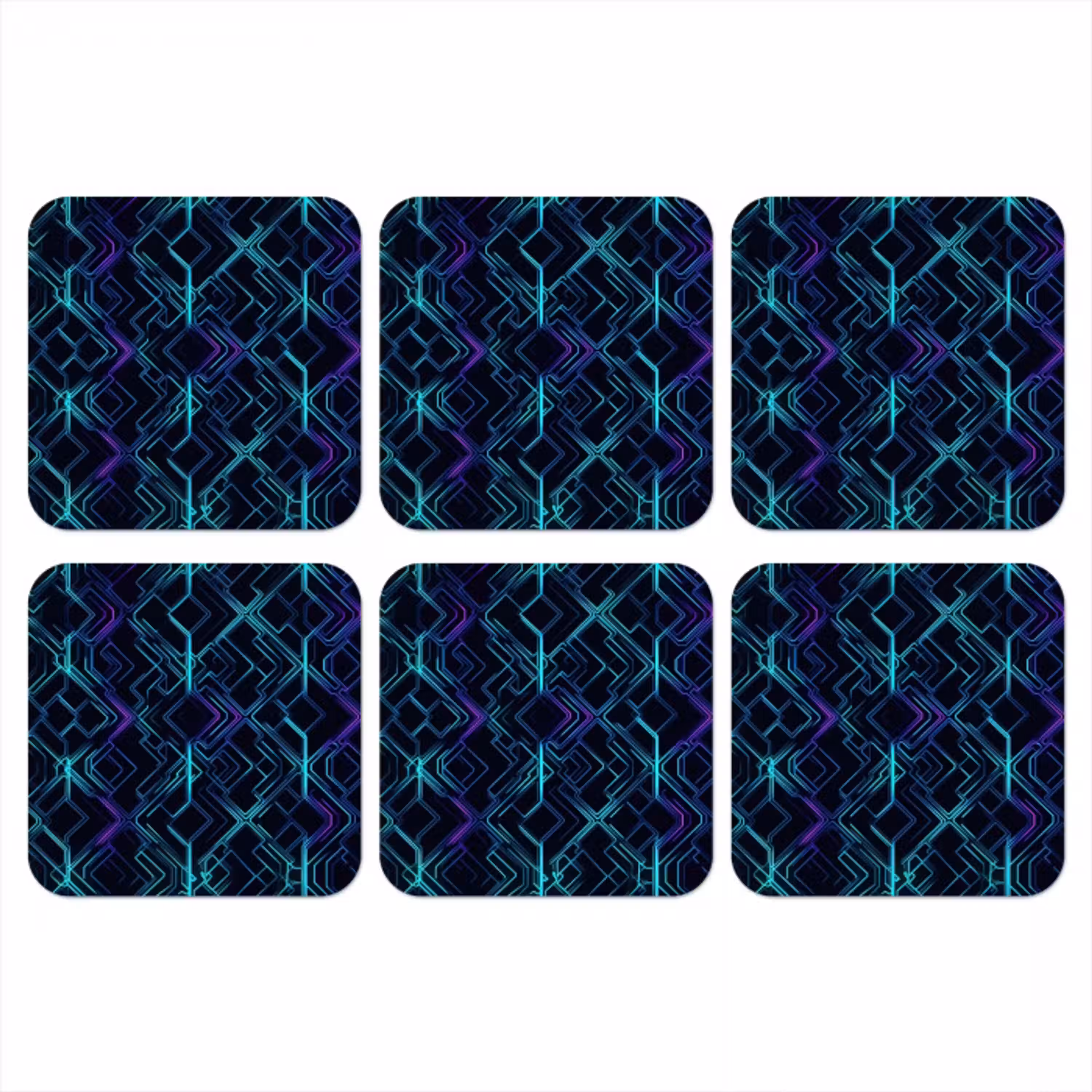 Gaming - Ruitvormen - Abstract - Neon - Paars onderzetter kurk middel -3d