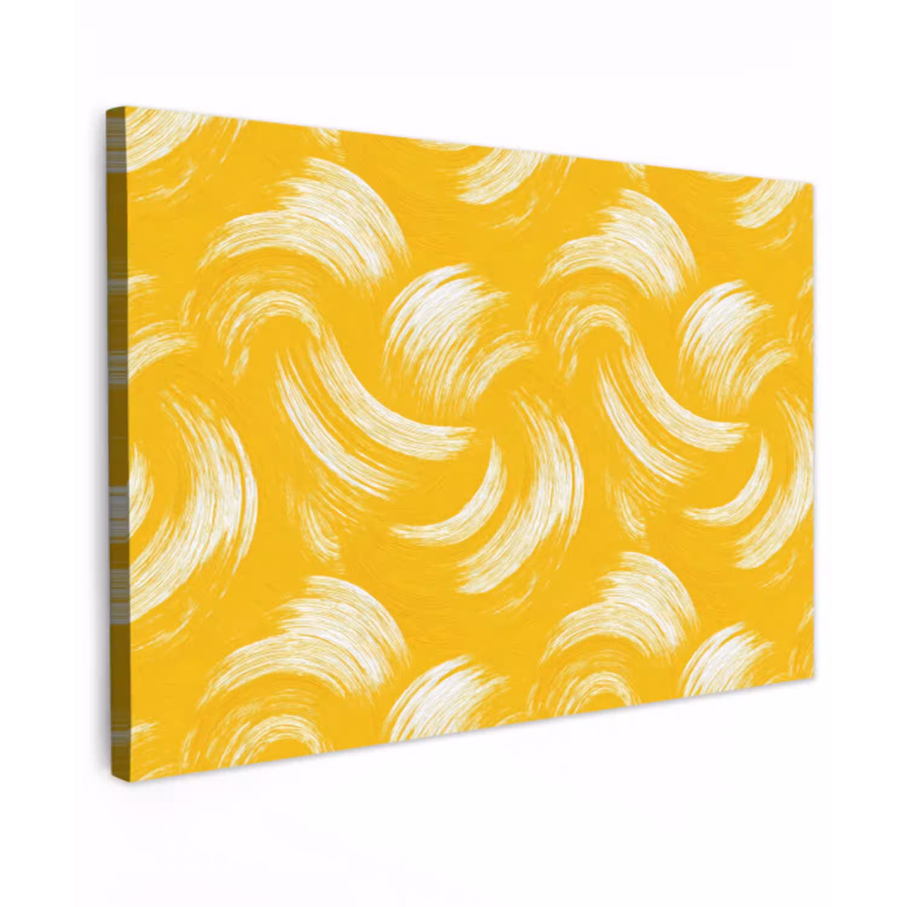 Verfstreken - Abstract - Dynamisch - Geel Tuinposter op houten frame 2 cm dik klein 845 -3d