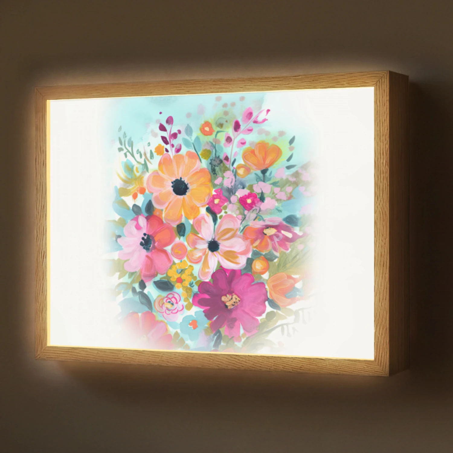 Bloemen - Kleuren - Boeket - Natuur Light Box met batterij (Wandlamp) middel -z3d_website