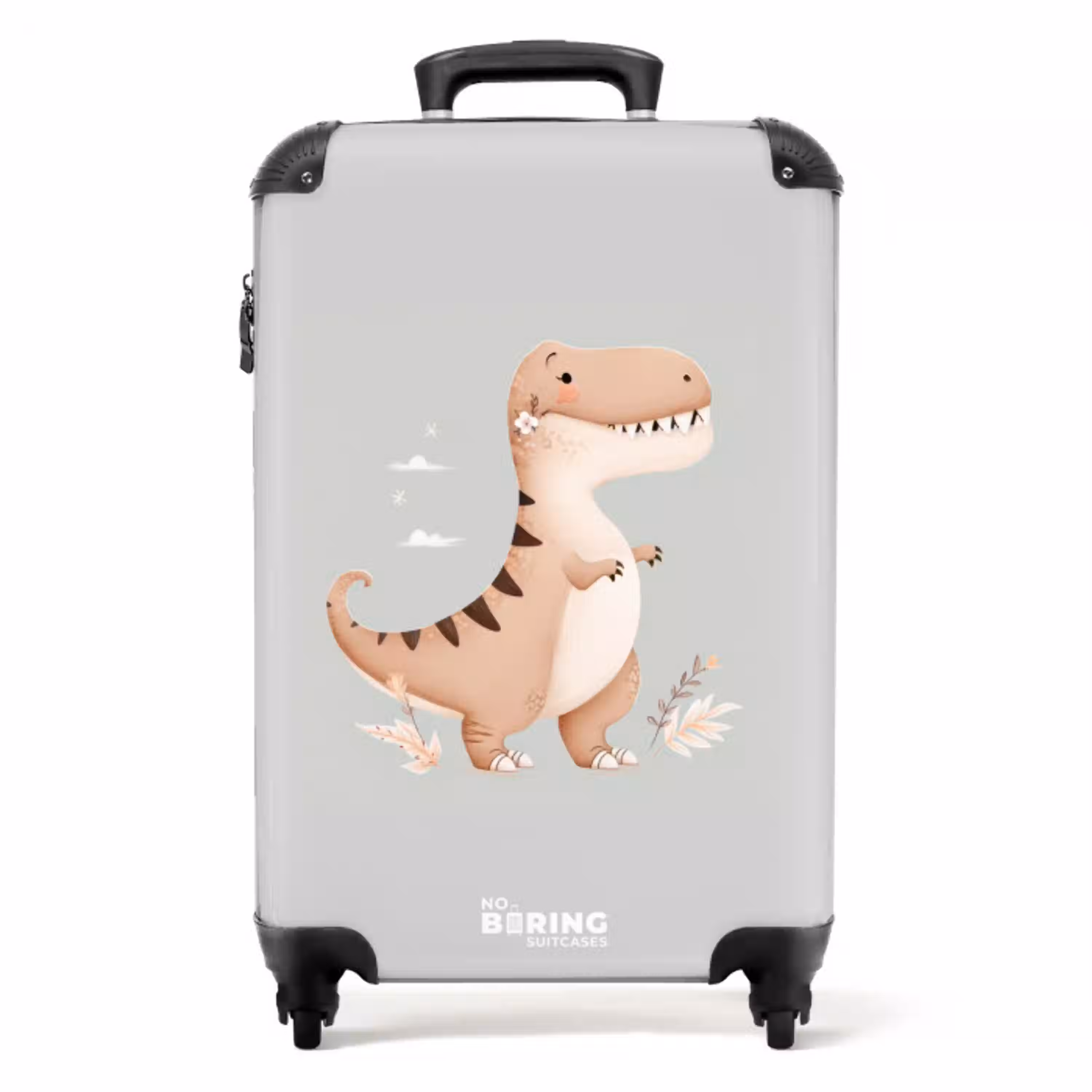 Dino in beige en grijze kleuren NBS - Handbagage koffer - Volwassenen Unisex middel -productfoto_recht