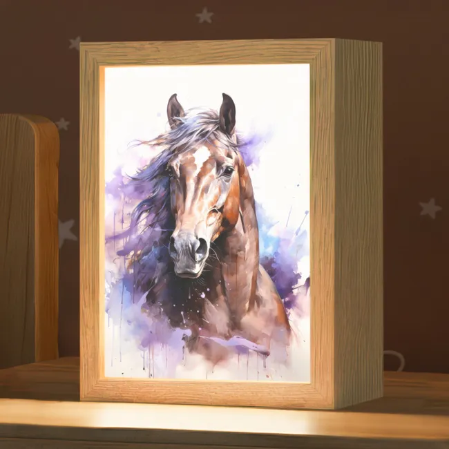 Nachtlampje - Paard - Dieren - Meisjes - Paars - Bruin