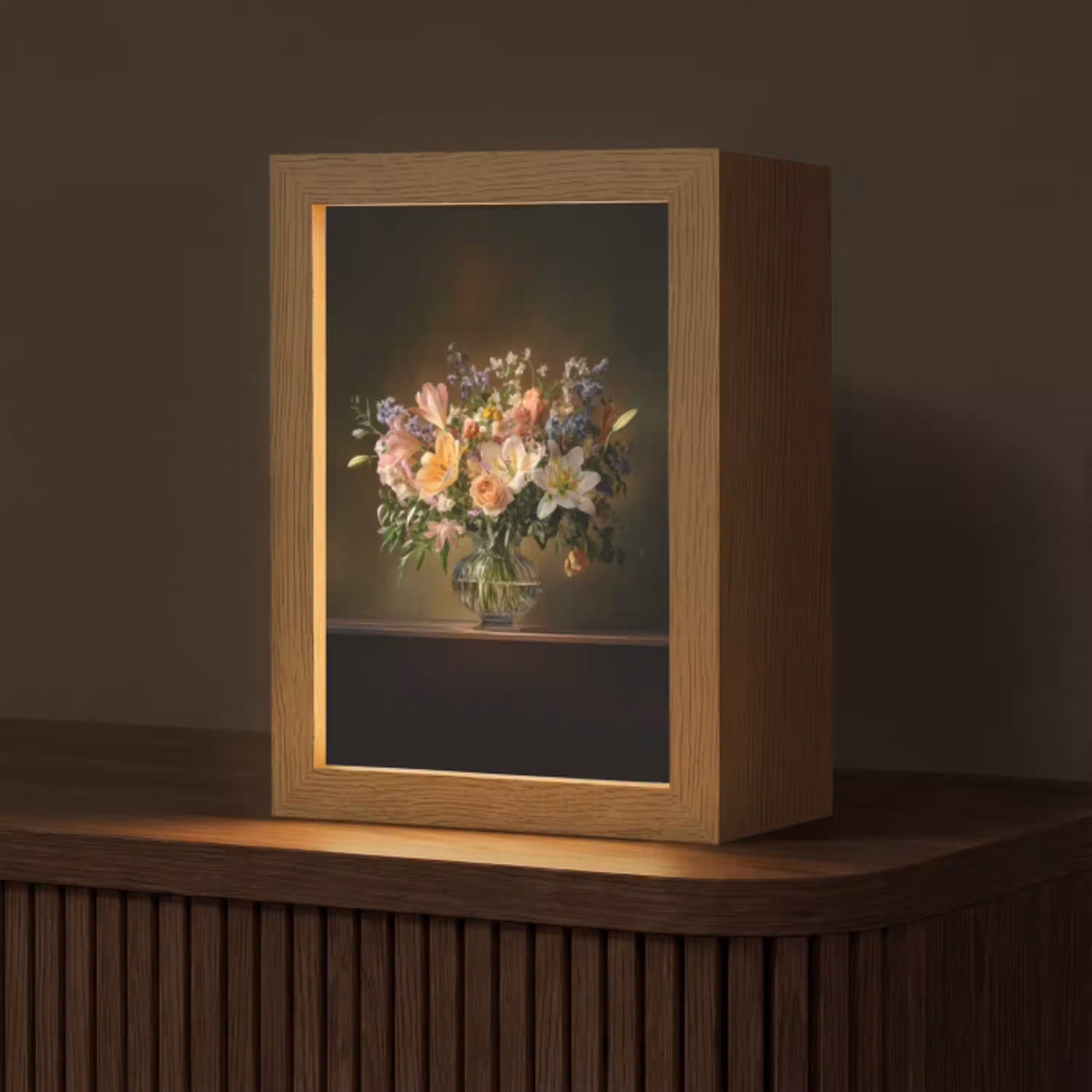 Glazen - Bloemen - Boeket - Kleuren Light Box met kabel (Tafellamp) klein -z3d_website