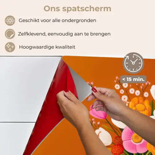 Vaas - Bloemen - Oranje keuken achterwand spatscherm klein -spatscherm_NL