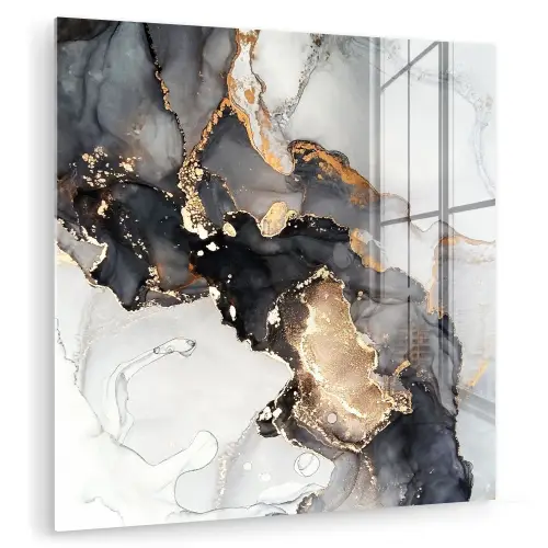 Marmer - Goud - Abstract - Zwart Wit - Luxe plexiglas 5mm klein -zzzproduct_nieuw