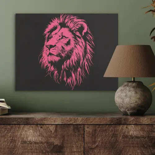 Leeuw - Zwart - Roze - Neon PET vilt klein -sfeer2