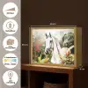 Paard - Wit - Bos - Bloemen - Planten Light Box met batterij (Wandlamp kind) middel -USP_websiteoverzichtNL
