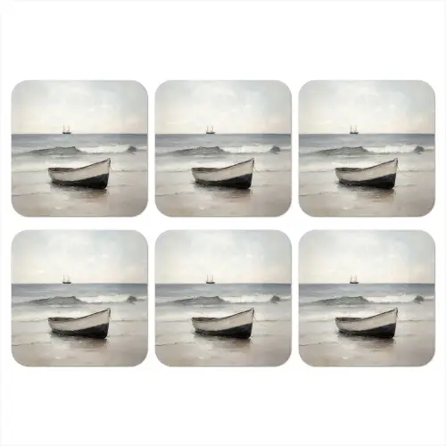 Roeiboot - Zee - Horizon onderzetter kurk middel -3d