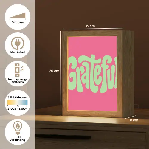 Grateful - Groen - Grafisch - Vloeiend Light Box met kabel (Tafellamp) klein -USP_NL