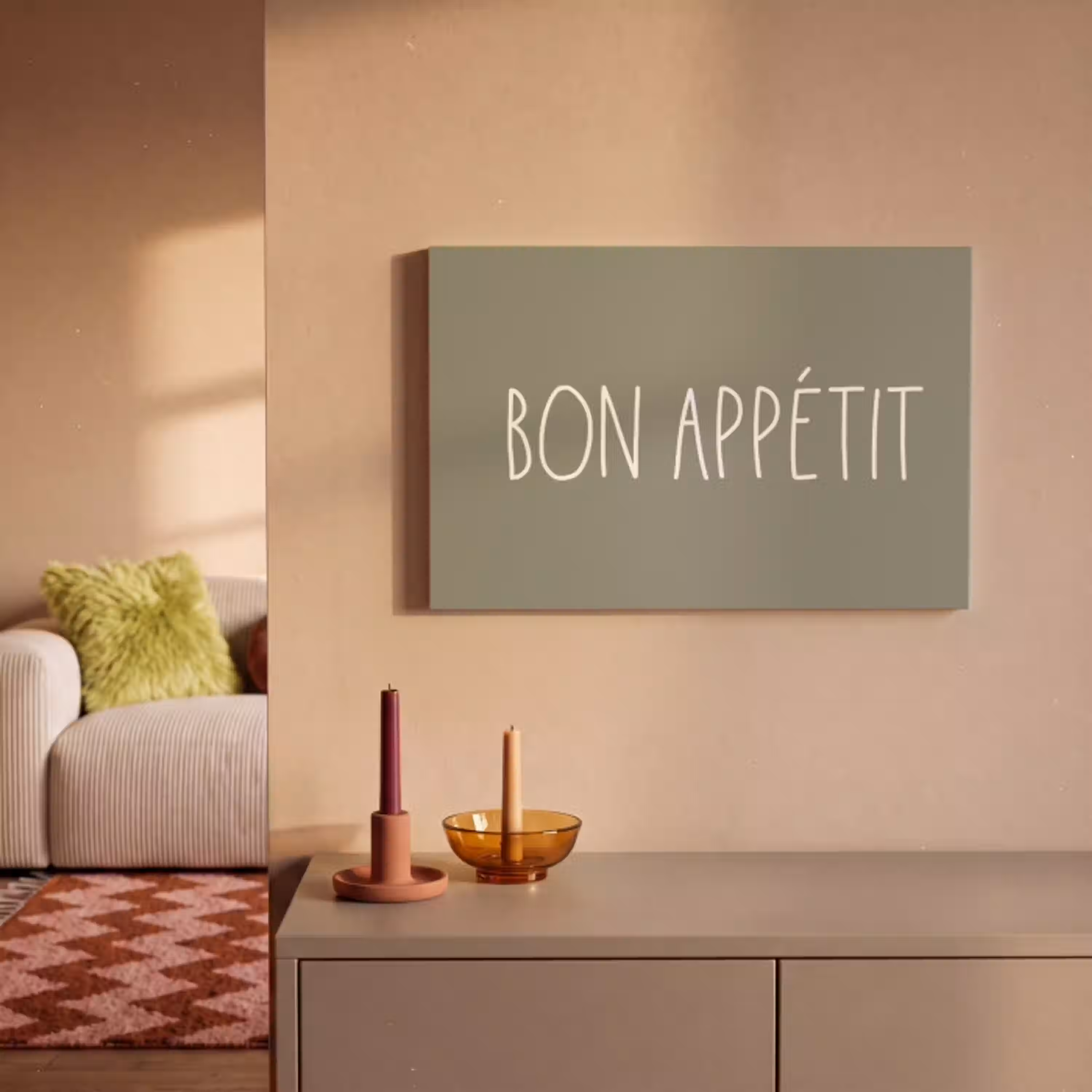 Spreuken - Bon appétit - Quotes - Eet smakelijk - Eten canvas 2cm klein -sfeer1