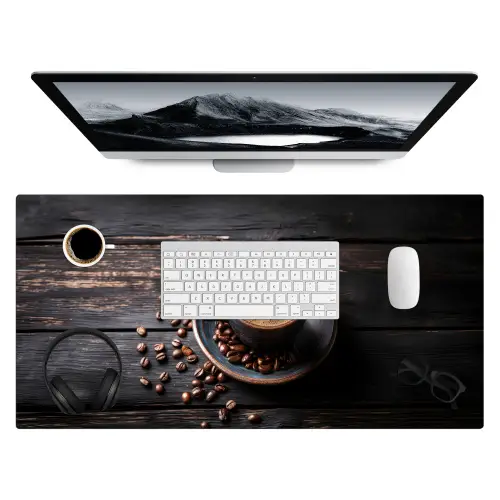 Kop - Koffie - Hout - Bonen Muismat XXL klein -3d