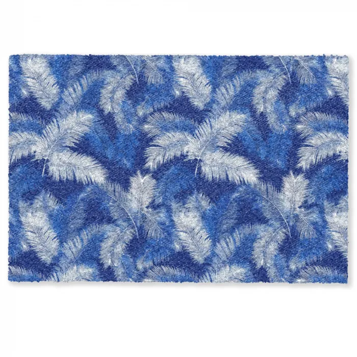 Palmblad - Patroon - Blauw Deurmat klein 898 -zkaufland3d