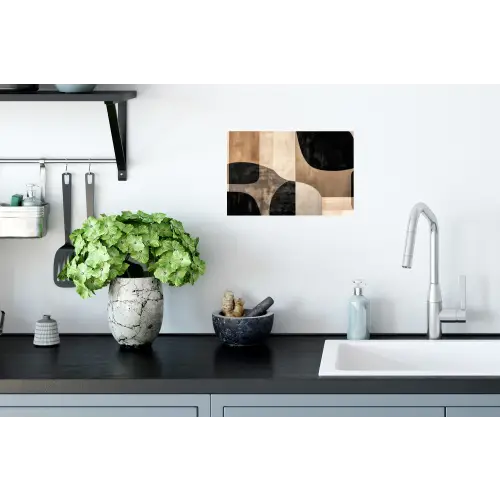 Abstract - Vlakken - Zwart - Rond Muursticker klein -keuken