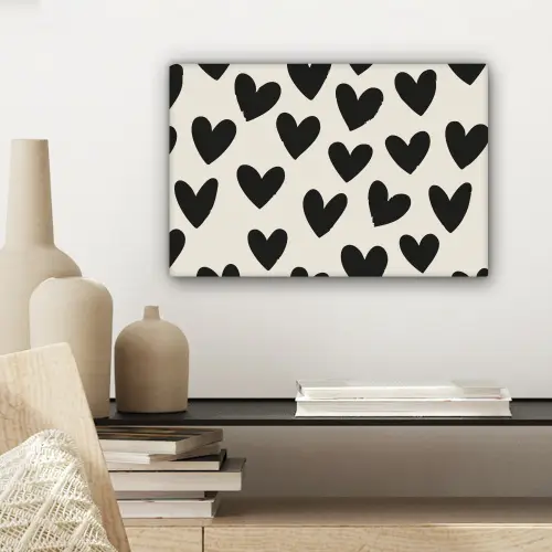 Hartjes - Zwart - Beige canvas 2cm klein -sfeer6