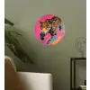 Luipaard - Roze - Oranje - Blauw - Verf Wandcirkel behangsticker klein -sfeer2