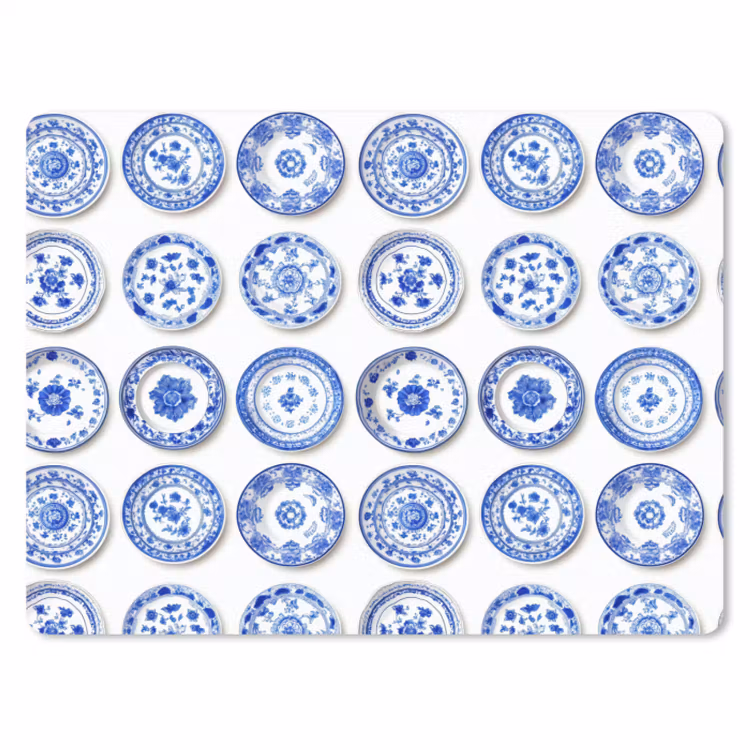 Muismat - Borden - Bloemen - Patroon - Blauw