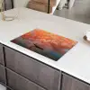 Zee - Boot - Wolken - Oranje Inductie beschermer vinyl 3mm klein -sfeer8