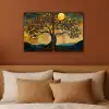 Boom - Geel - Abstract - Modern Canvas - Meerluiken 2 luik klein -sfeer2