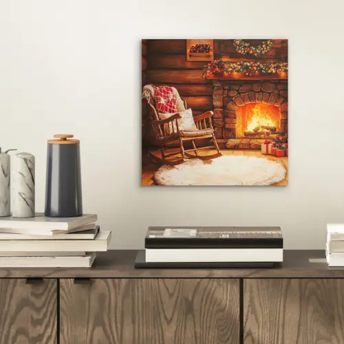 Winter - Kerst - Huis - Openhaard aluminium wit klein -sfeer1