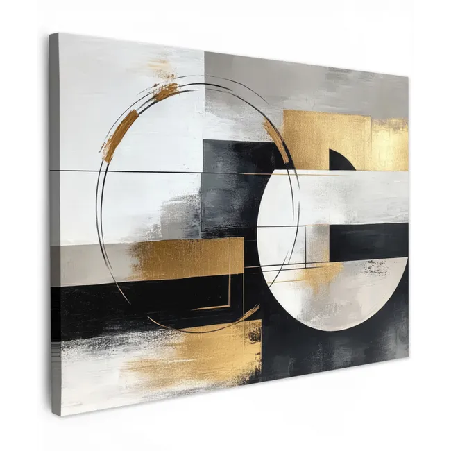 Canvas schilderij - Abstract - Goud - Zilver - Vormen - Aesthetic