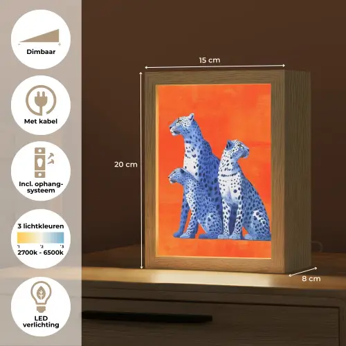 Luipaarden - Stippen - Oranje Light Box met kabel (Tafellamp) klein -USP_NL