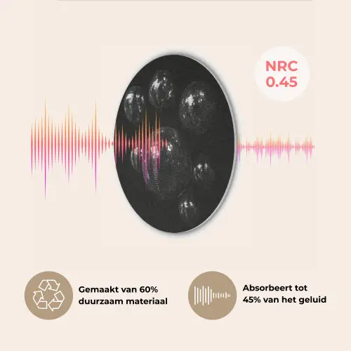 Discoballen - Minimalistisch - Zwart Akoestische PET Vilt - Rond klein -USP_NL