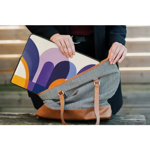 Vormen - Abstract - Grafisch - Oranje laptophoes neopreen klein -tas