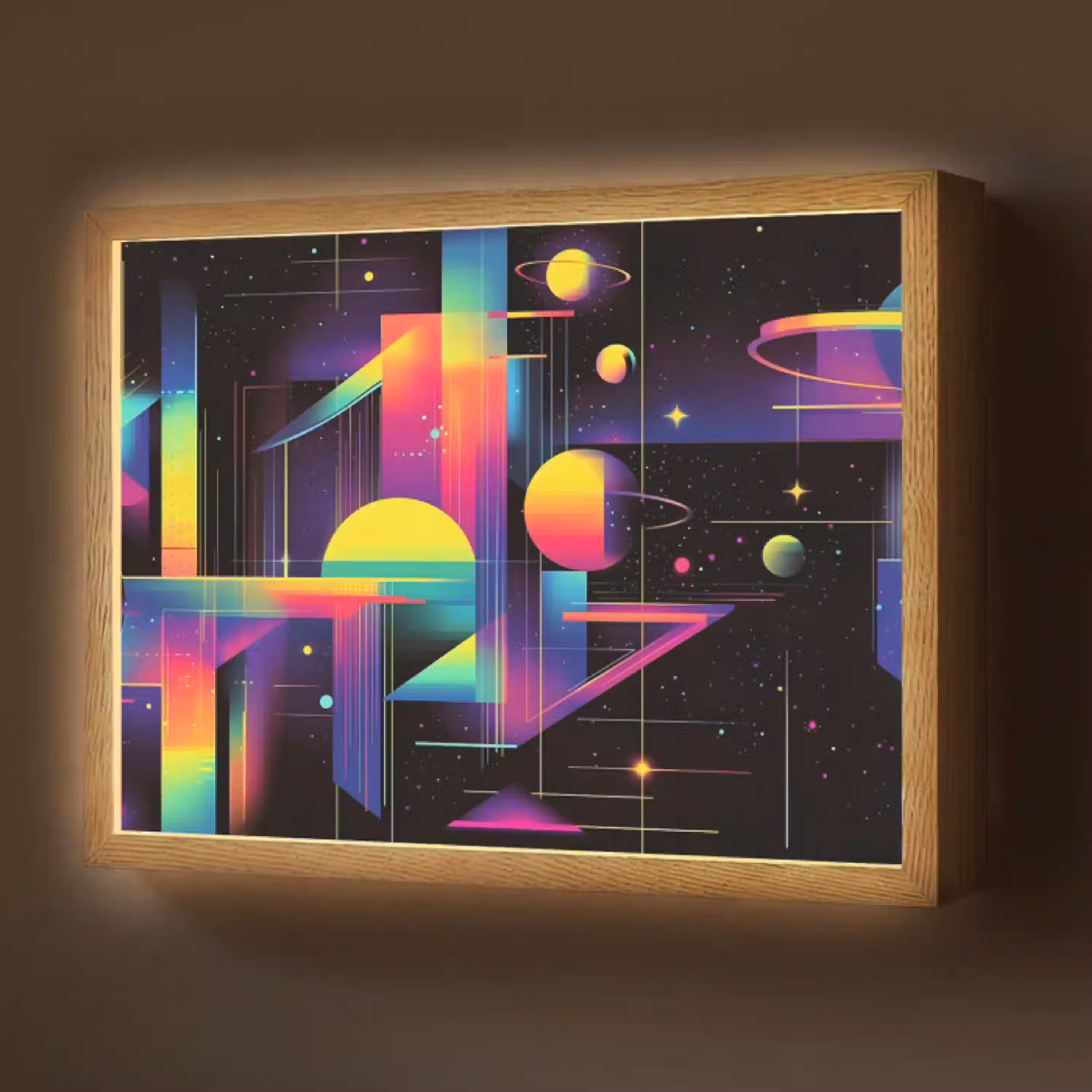 Abstract - Vormen - Kleurrijk - Lijnen Light Box met batterij (Wandlamp) middel -z3d_website