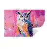 Uil - Roze - Blauw - Verf - Abstract Muursticker klein -3d