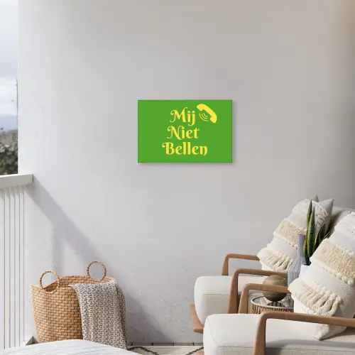 Mij niet bellen - Telefoon - Groen Tuinposter op houten frame 2 cm dik klein -sfeer1