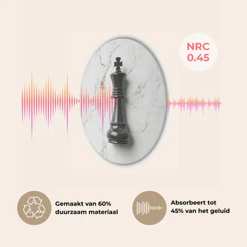 Schaakstuk - Koning - Zwart - Marmer Akoestische PET Vilt - Rond klein -USP_NL