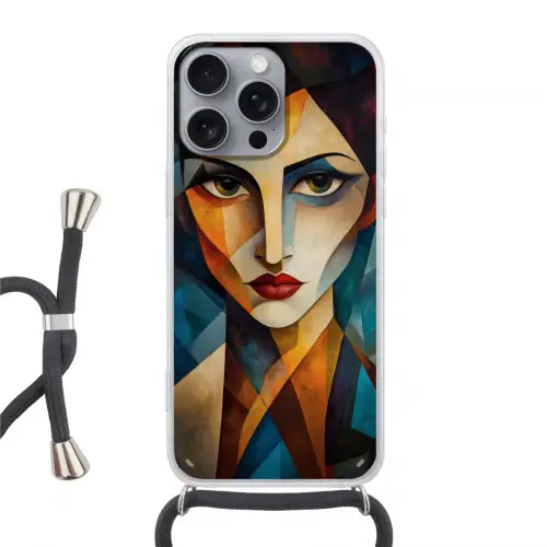 Portret - Abstract - Vormen Hoesje iPhone 16 Pro Max met koord klein -3d