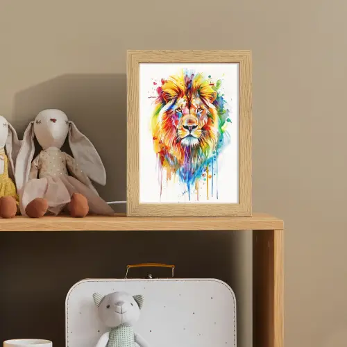 Leeuw - Verf - Kleurrijk - Wit - Dier Light Box met kabel klein -sfeer2_kind