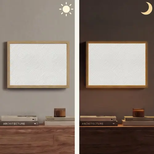 Golven - Ribbels - Wit Light Box met batterij (Wandlamp) middel 907 -sfeer3