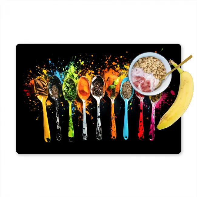 Lepels - Kruiden - Modern - Graffiti - Verf - Kleurrijk Placemat vinyl groot -zzzproduct_Kitchenyeah-website